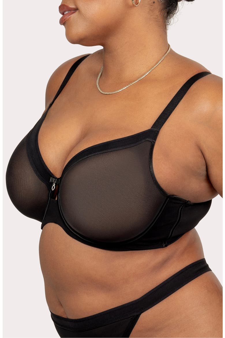 Sheer Mesh Underwire Unlined Bra, Alternate, color, BLACK