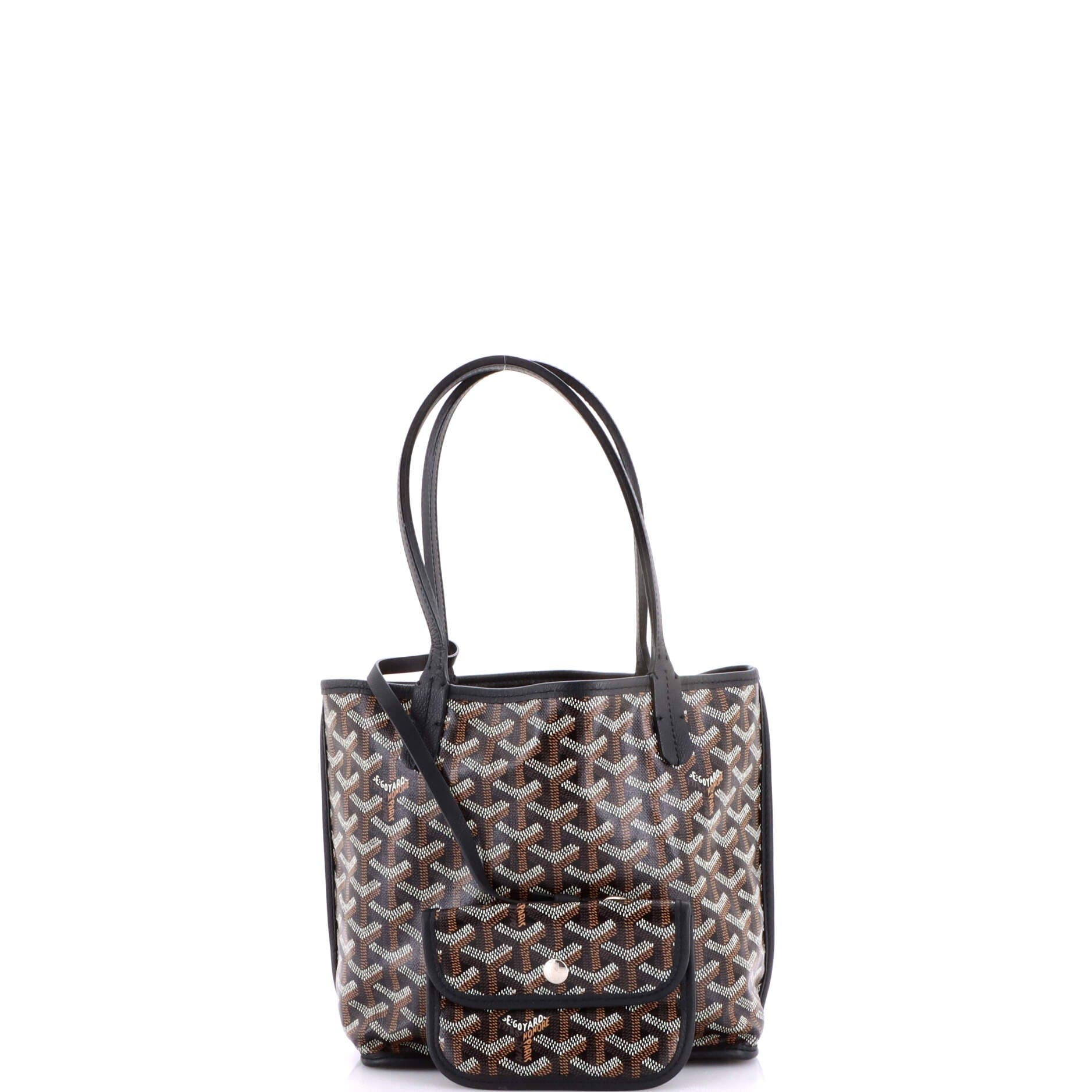 Pre-Owned Goyard Anjou Reversible Tote Coated Canvas Mini, Alternate, color, Black