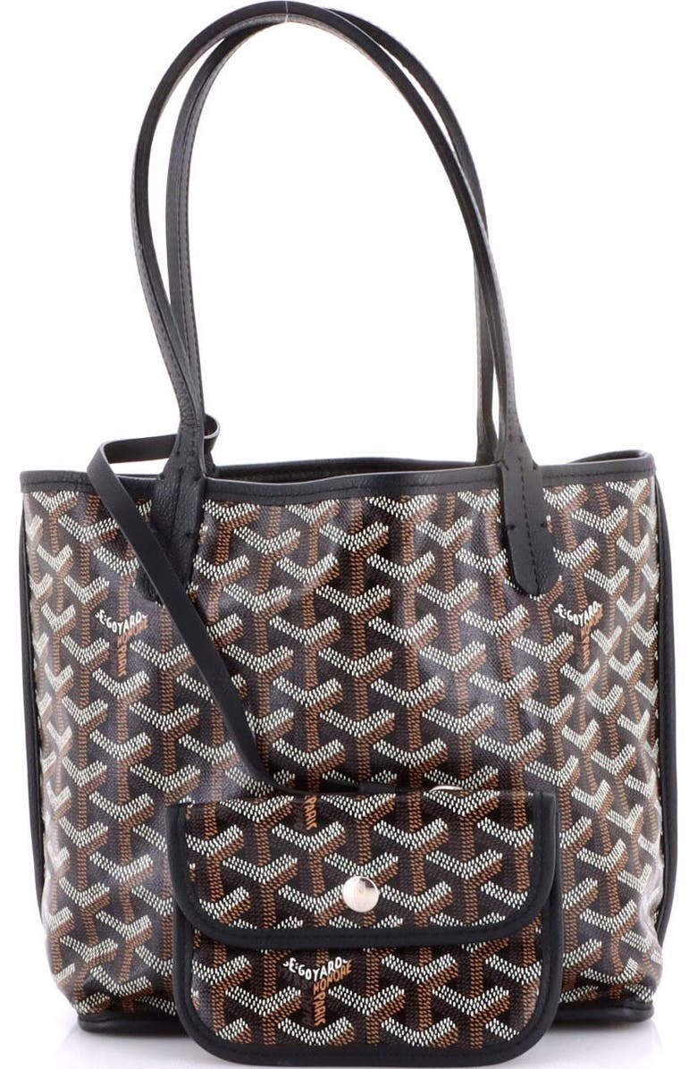 Pre-Owned Goyard Anjou Reversible Tote Coated Canvas Mini, Alternate, color, Black