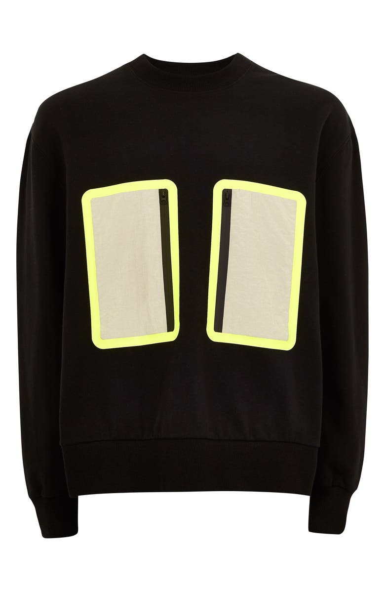 Topman Nylon Pocket Oversized Sweatshirt, Alternate, color, 