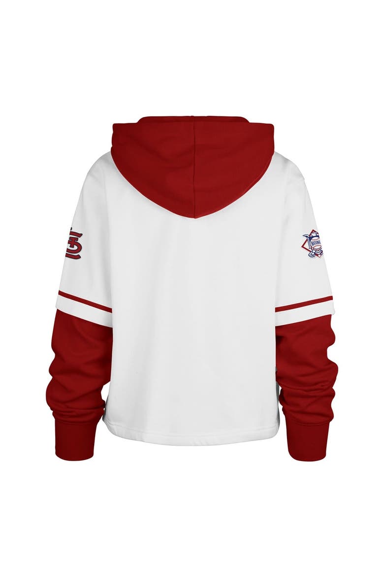 Women's '47 White St. Louis Cardinals Trifecta Shortstop Cropped Pullover Hoodie, Alternate, color, White