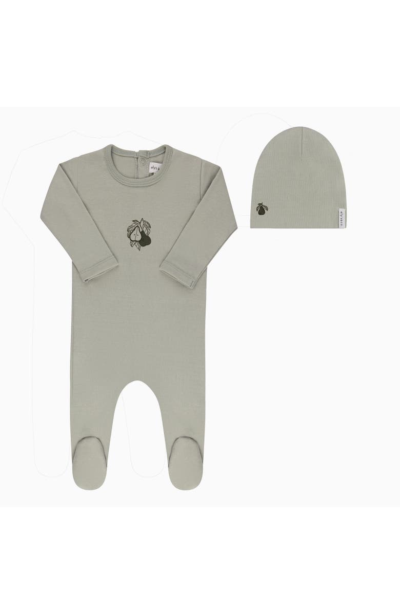 Ely's & Co. Fruit Collection - Footie + Beanie, Main, color, Sage Pear