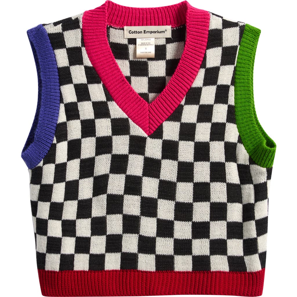 Cotton Emporium Kids' Checker Sweater Vest In Multi