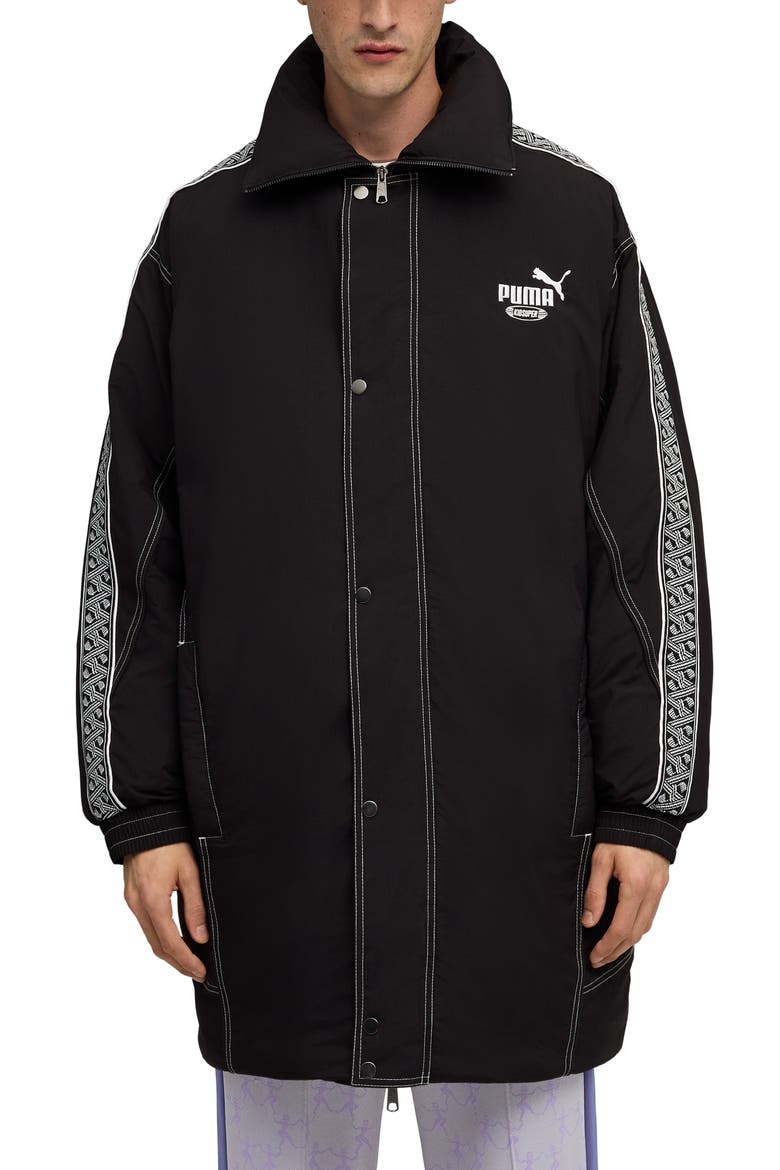 x KidSuper Long Hooded Nylon Puffern Jacket, Main, color, PUMA BLACK