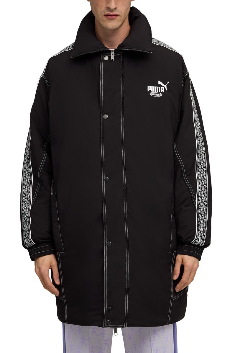 PUMA x KidSuper Long Hooded Nylon Puffern Jacket, Main, color, Puma Black