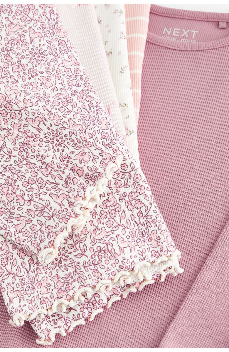 NEXT Kids' Assorted 5-Pack Ditsy Rib T-Shirts, Alternate, color, Pink