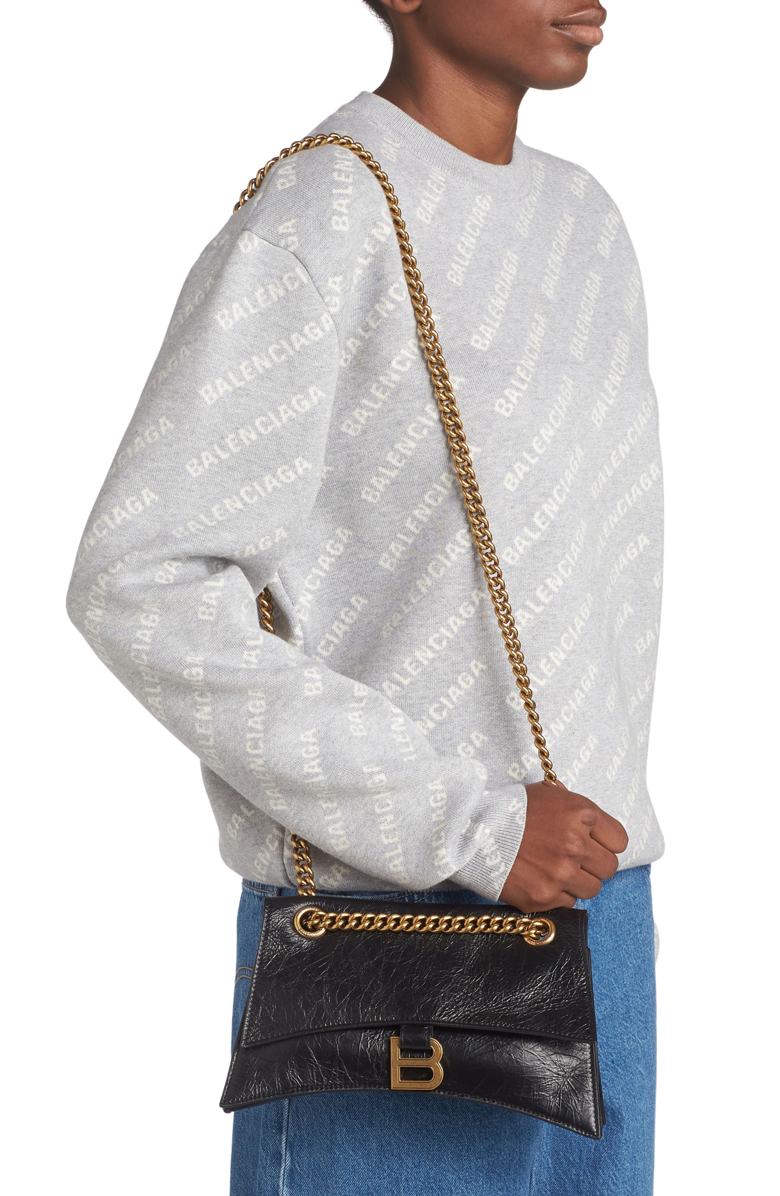 Balenciaga Crush Leather Shoulder Bag, Alternate, color, 