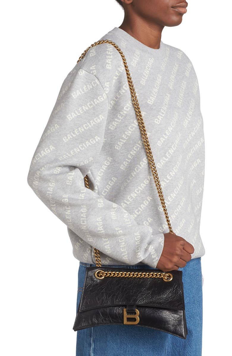 Balenciaga Crush Leather Shoulder Bag, Alternate, color,