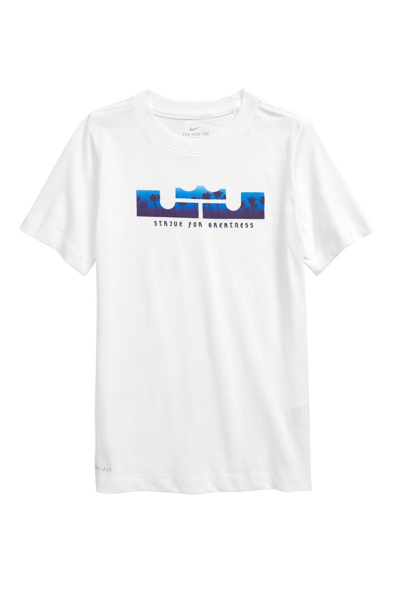 Kids' Dri-FIT LeBron James Graphic Tee, Main, color, WHITE
