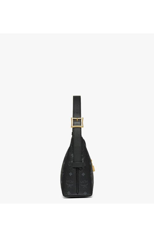 Mcm Aren Visetos Monogram Hobo Bag In Black