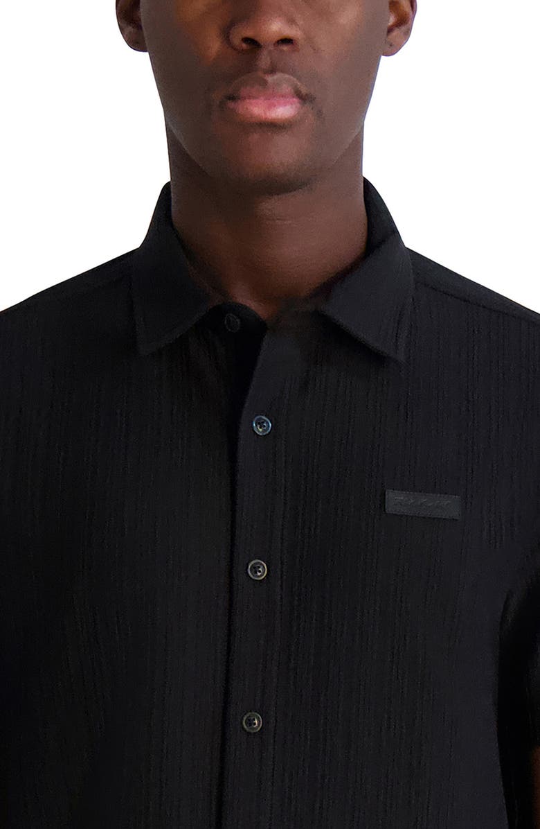 KARL LAGERFELD PARIS Textured Knit Short Sleeve Shirt, Alternate, color, Black