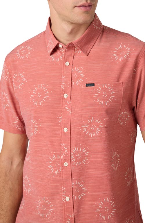O'neill Trvlr Upf Traverse Slub Short Sleeve Performance Button-up Shirt In Ginger Spice