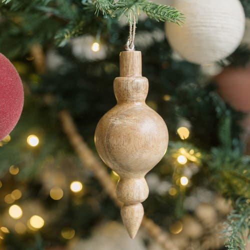 Cg Hunter 5" Wooden Finial Christmas Ornaments In Gold