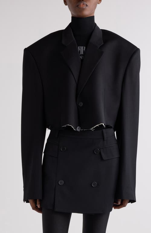 Balenciaga Cutoff Crop Single Breasted Blazer In Black
