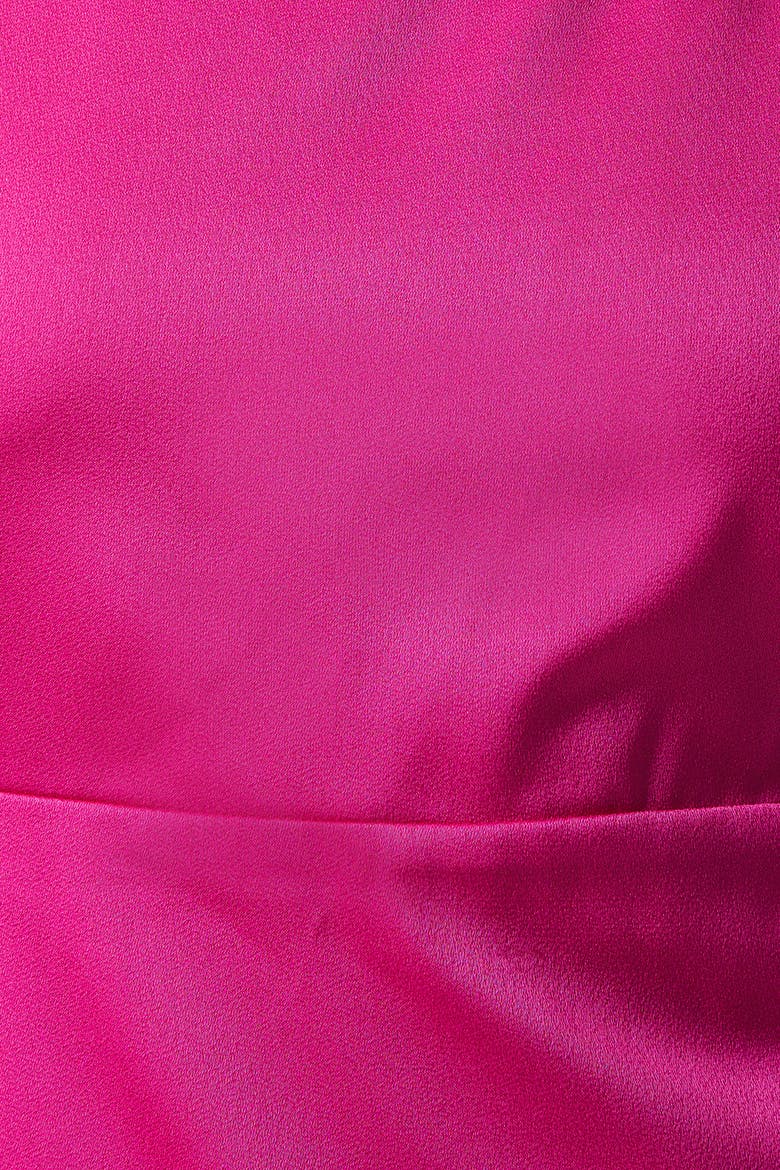 Satin Midi Tie Shoulder Bridesmaid Dress, Alternate, color, Bright Pink