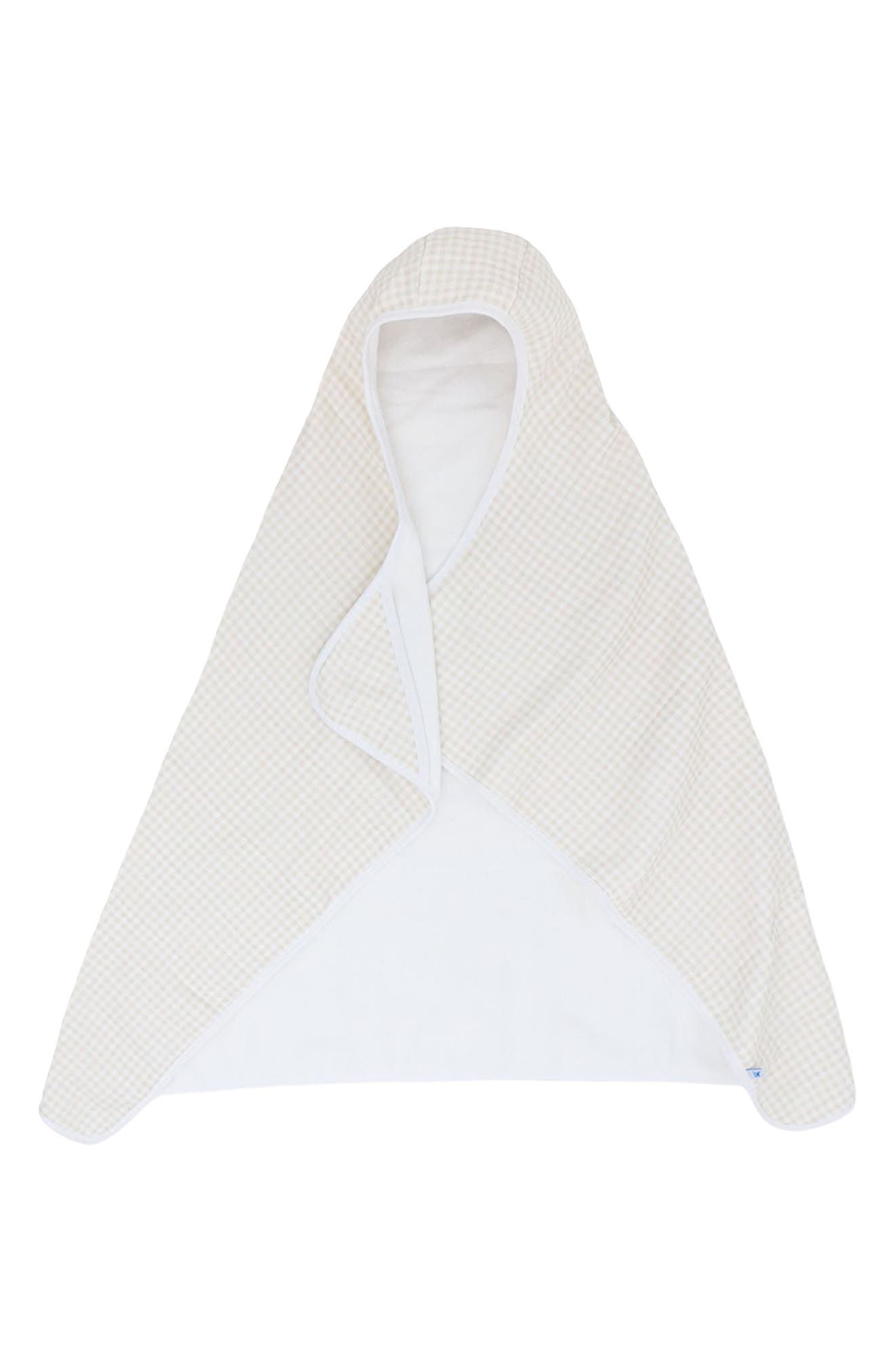 little unicorn Cotton Muslin & Terry Hooded Towel in Tan Gingham 