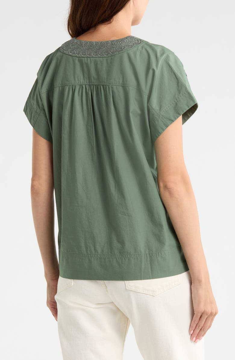 Tommy Bahama Oceana Isle Embroidered Cotton Popover Top, Alternate, color, Dark Jade