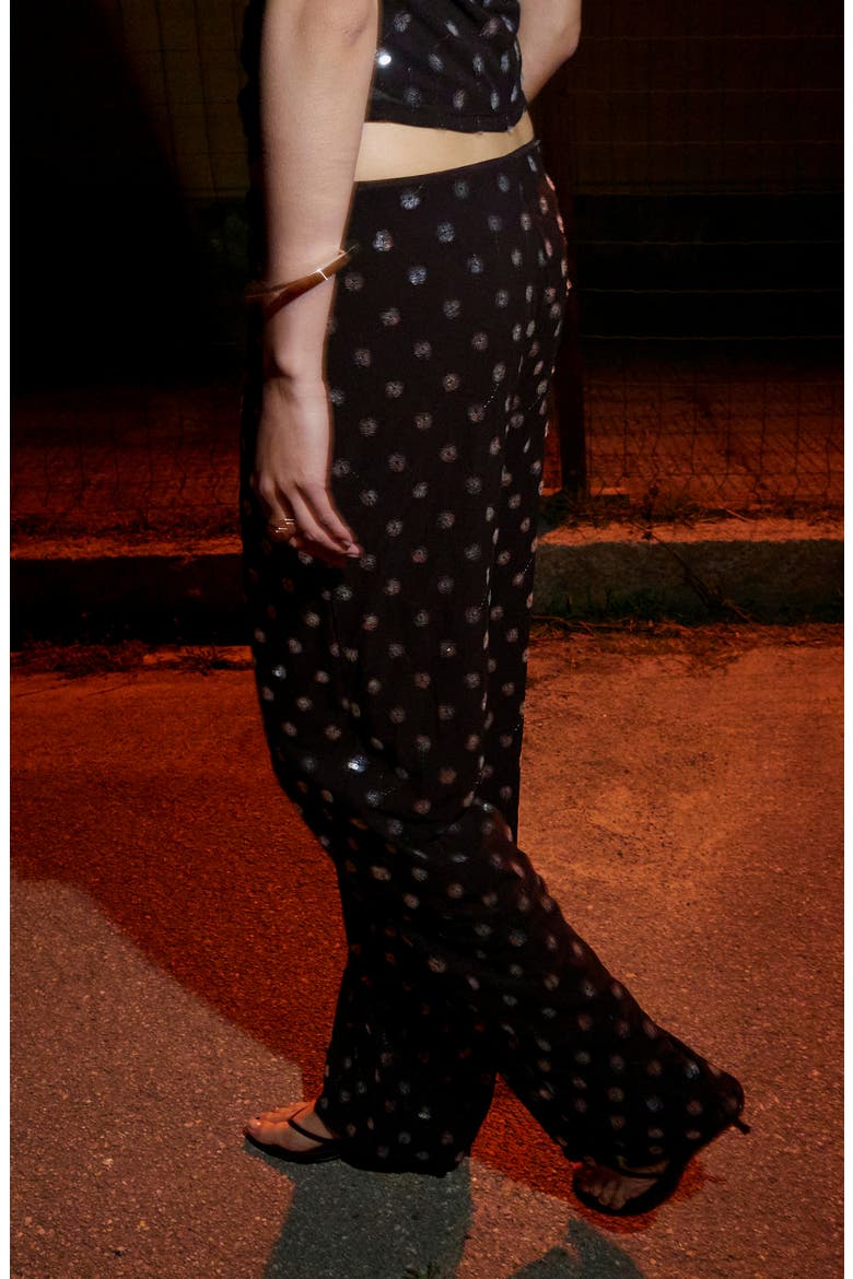 Sequin Straight Leg Trousers, Alternate, color, CHOCOLATE