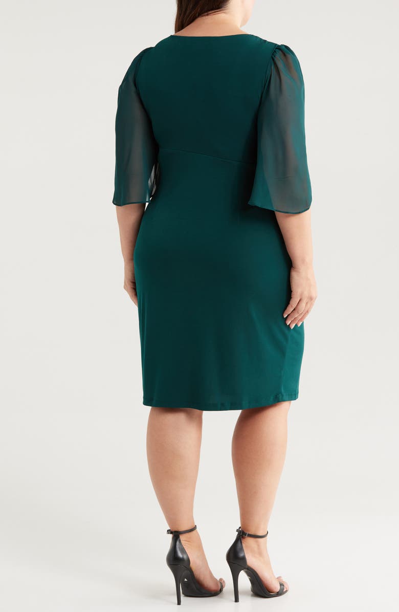 Connected Apparel Chiffon Sleeve Faux Wrap Dress, Alternate, color, 