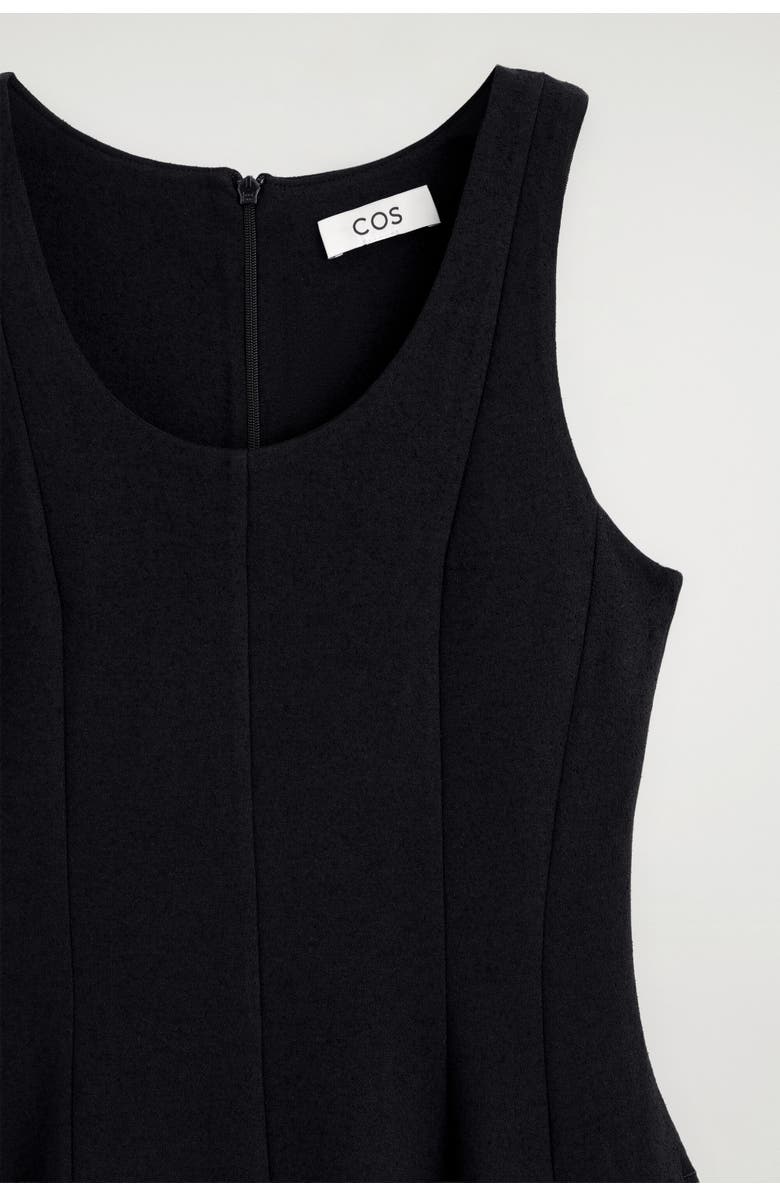 COS Sculpted Cotton Midi Dress, Alternate, color, Black