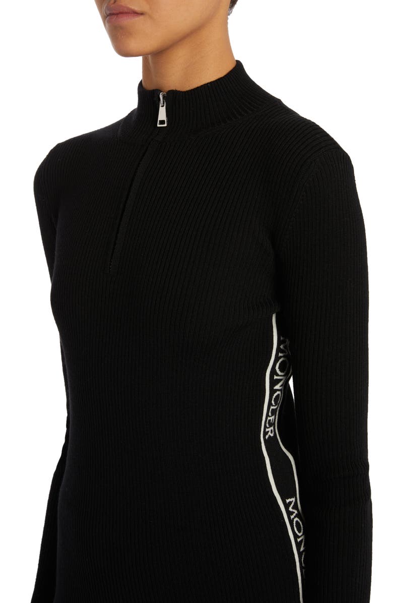 Moncler Turtleneck Virgin Wool Quarter Zip Sweater, Alternate, color,