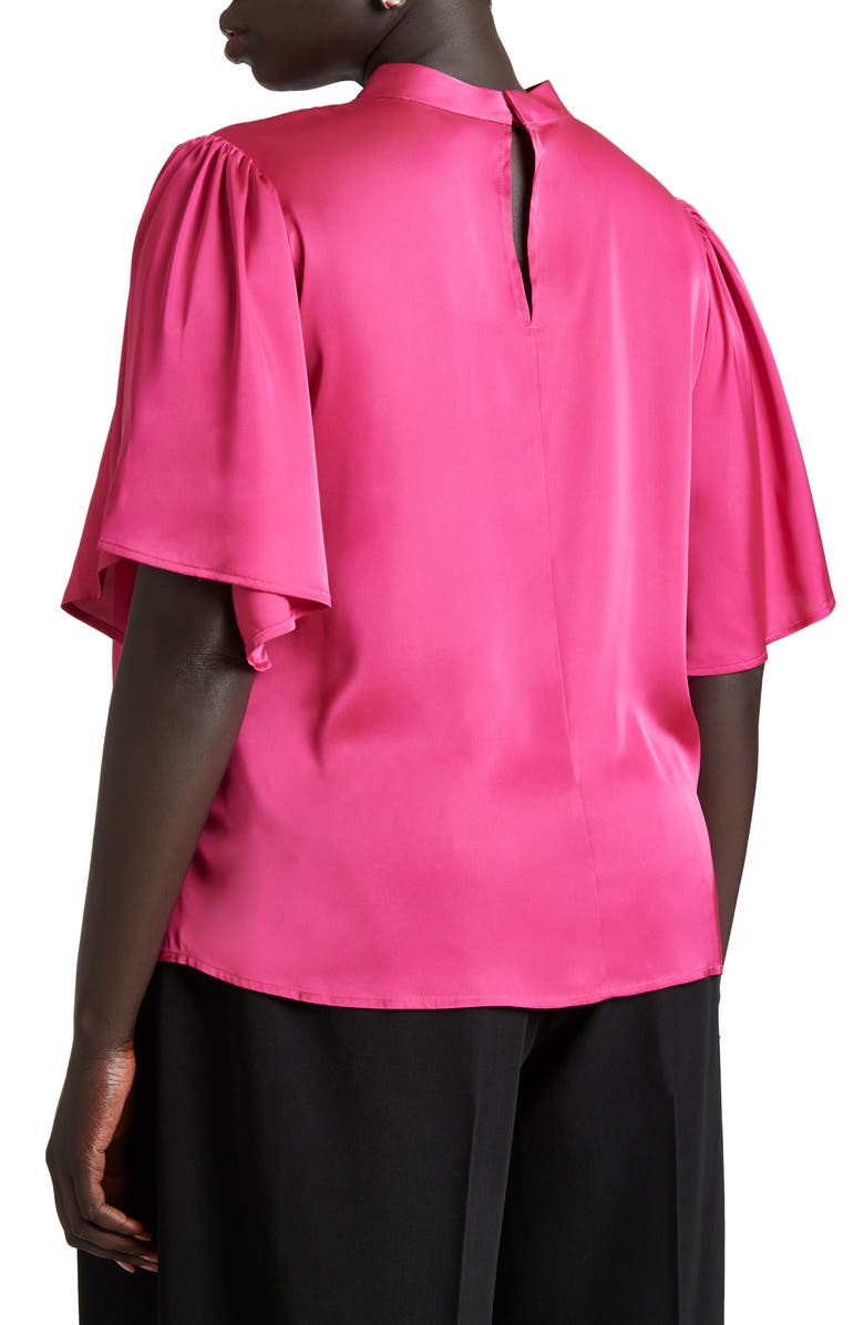 ELOQUII Flutter Sleeve Satin Blouse, Alternate, color,