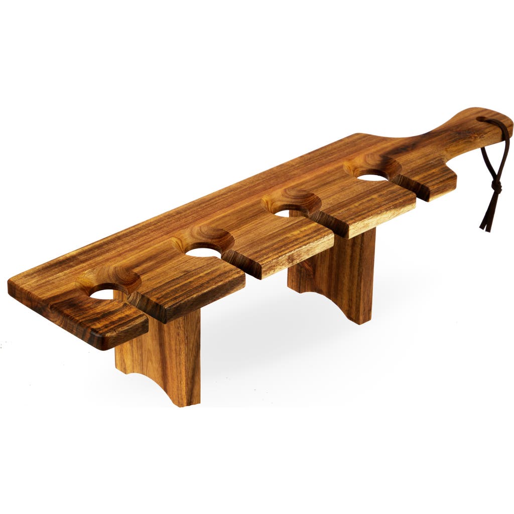 TWINE Acacia Wood  Easy Transport Wine Flight Carrier in Brown  product