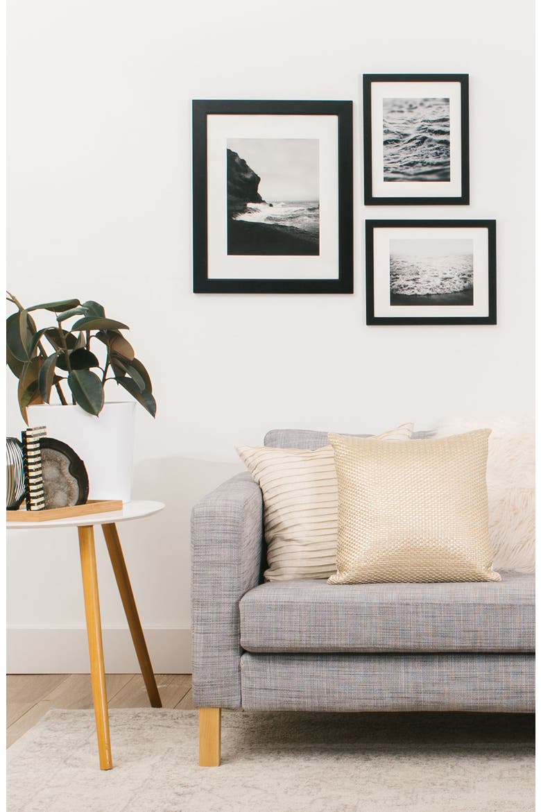Waves Three-Piece Gallery Wall Art Print Set, Alternate, color, BLACK/ WHITE