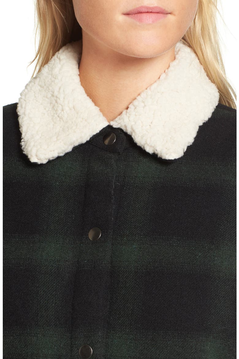 BB Dakota Bradley Fleece Lined Plaid Coat, Alternate, color, FOREST GREEN