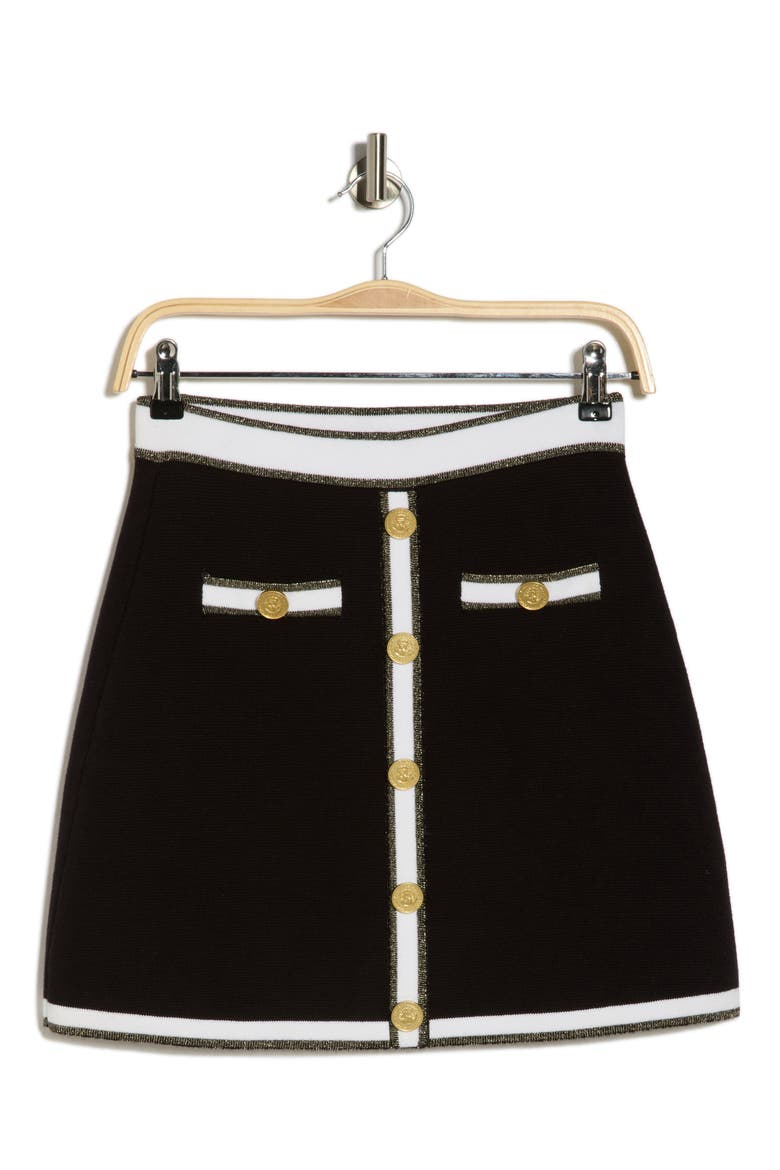 Emi Knit Miniskirt, Alternate, color, BLACK/ WHITE/ GOLD LUREX