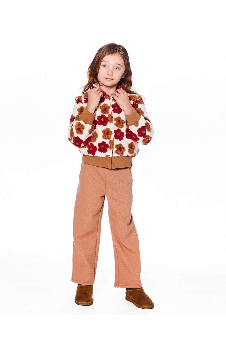 Deux par Deux Waffle Flare Leg Pants, Main, color, Brown Caramel