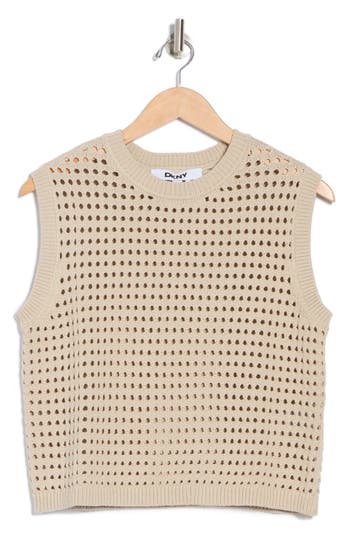 DONNA KARAN DONNA KARAN SLEEVELESS OPEN STITCH SWEATER 