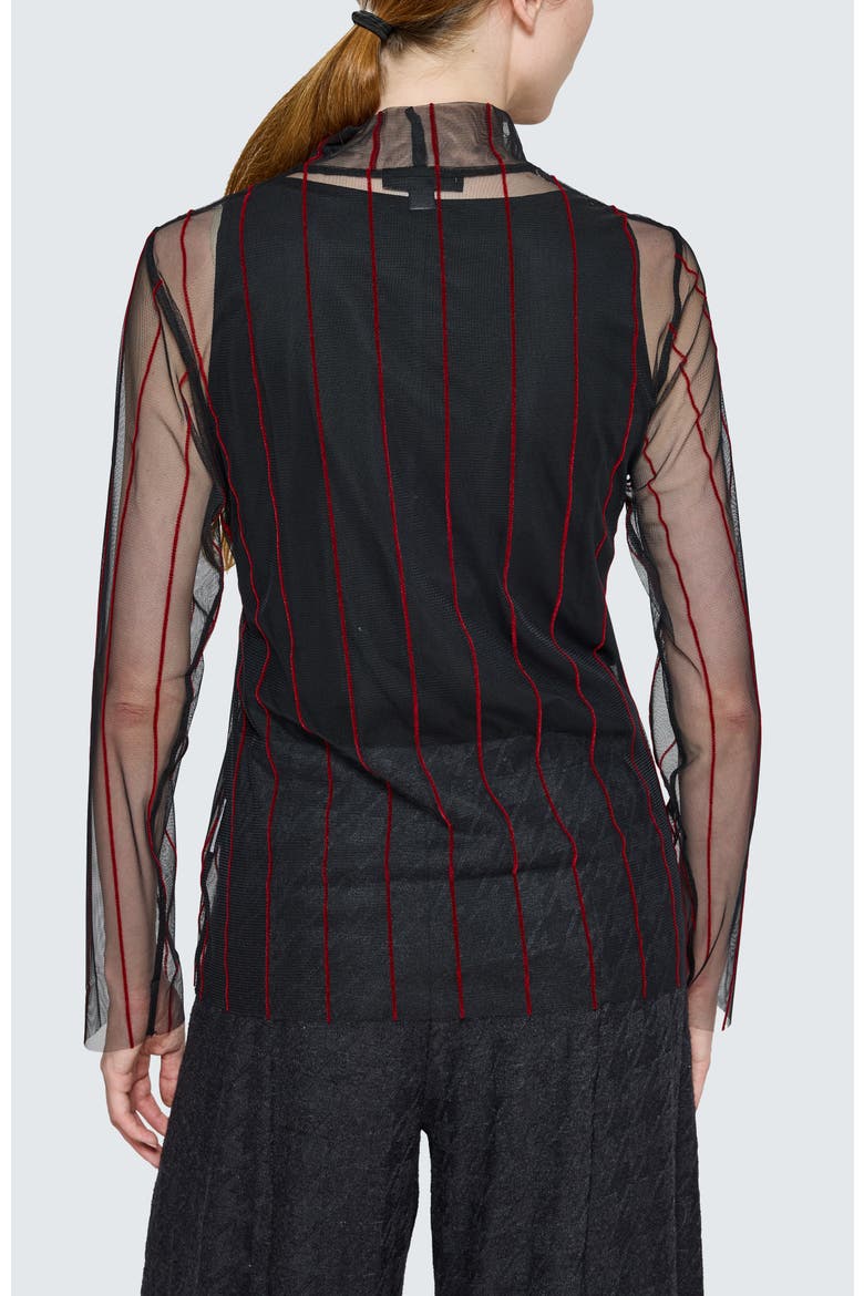 Eisley Striped Mesh Blouse, Alternate, color, Black Red