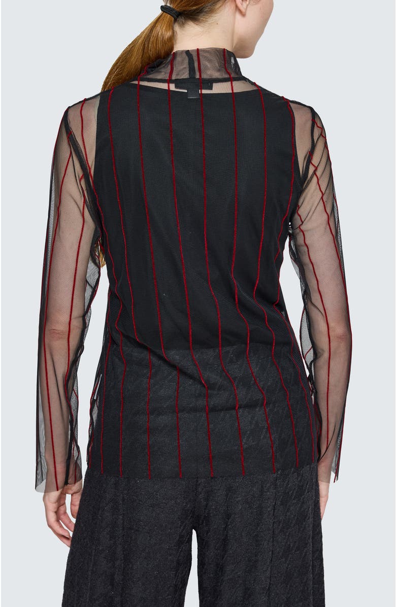 LUUKAA Eisley Striped Mesh Blouse, Alternate, color, Black Red