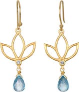 Satya Jewelry Ignite Renewal Blue Topaz Lotus Drop Earrings