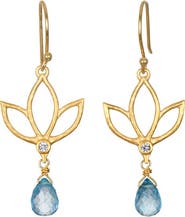Satya Jewelry Ignite Renewal Blue Topaz Lotus Drop Earrings