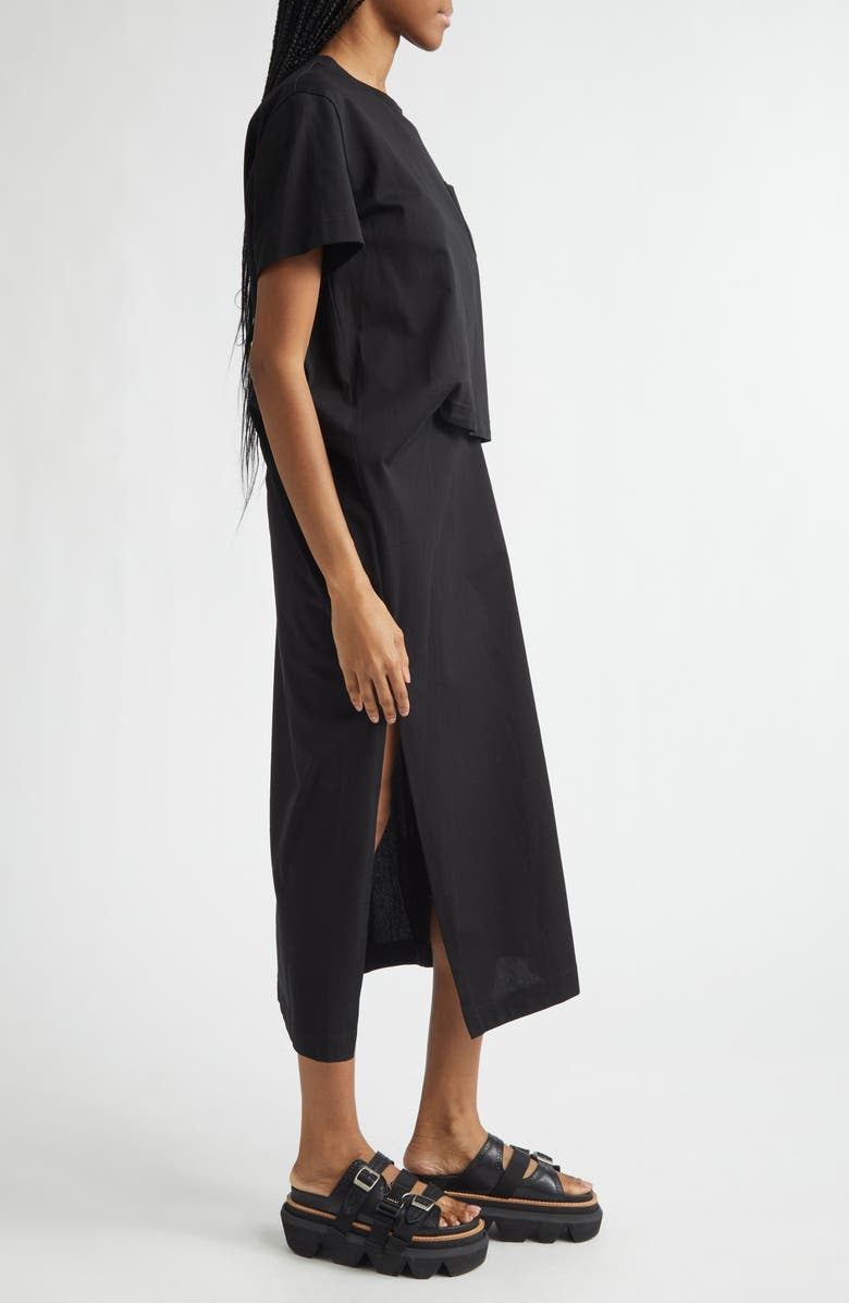 Sacai Cotton Jersey Dress, Alternate, color, Black