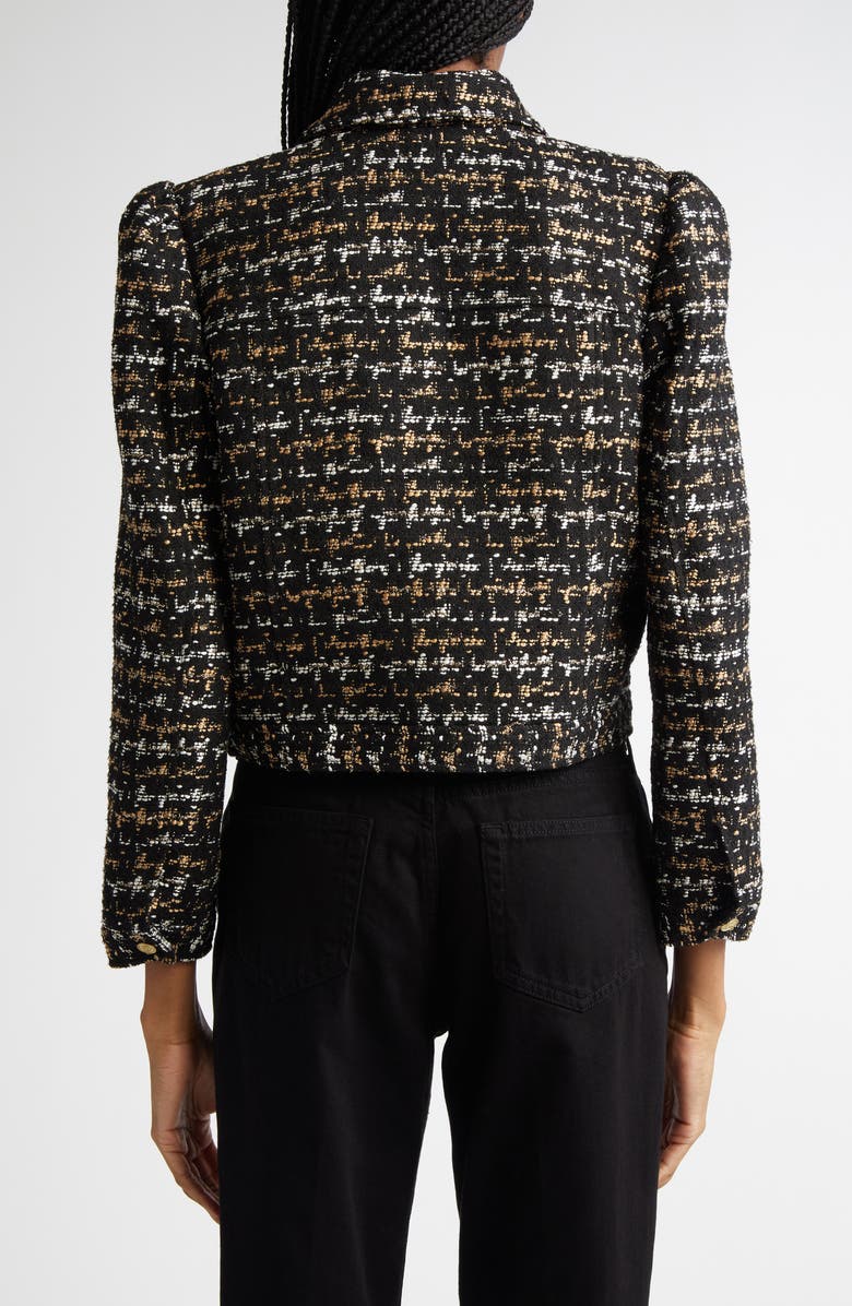 L'AGENCE Kasey Metallic Puff Shoulder Bracelet Sleeve Tweed Blazer, Alternate, color,