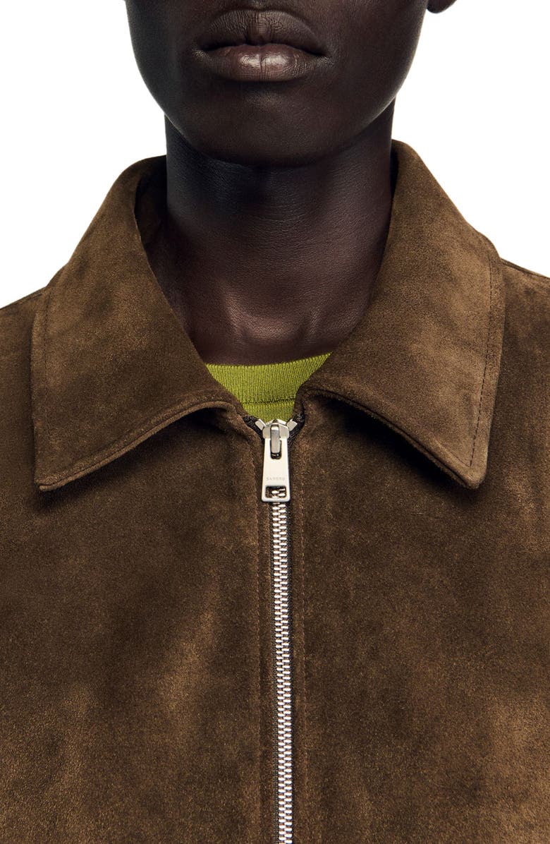 SANDRO Quilted zip jacket, Alternate, color, Caramel