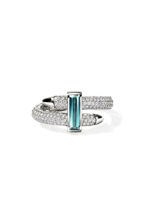 Artisan Series Spear Ring 18k White Gold Diamond & Tourmaline