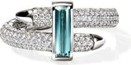 John Hardy Artisan Series Spear Ring 18k White Gold Diamond & Tourmaline