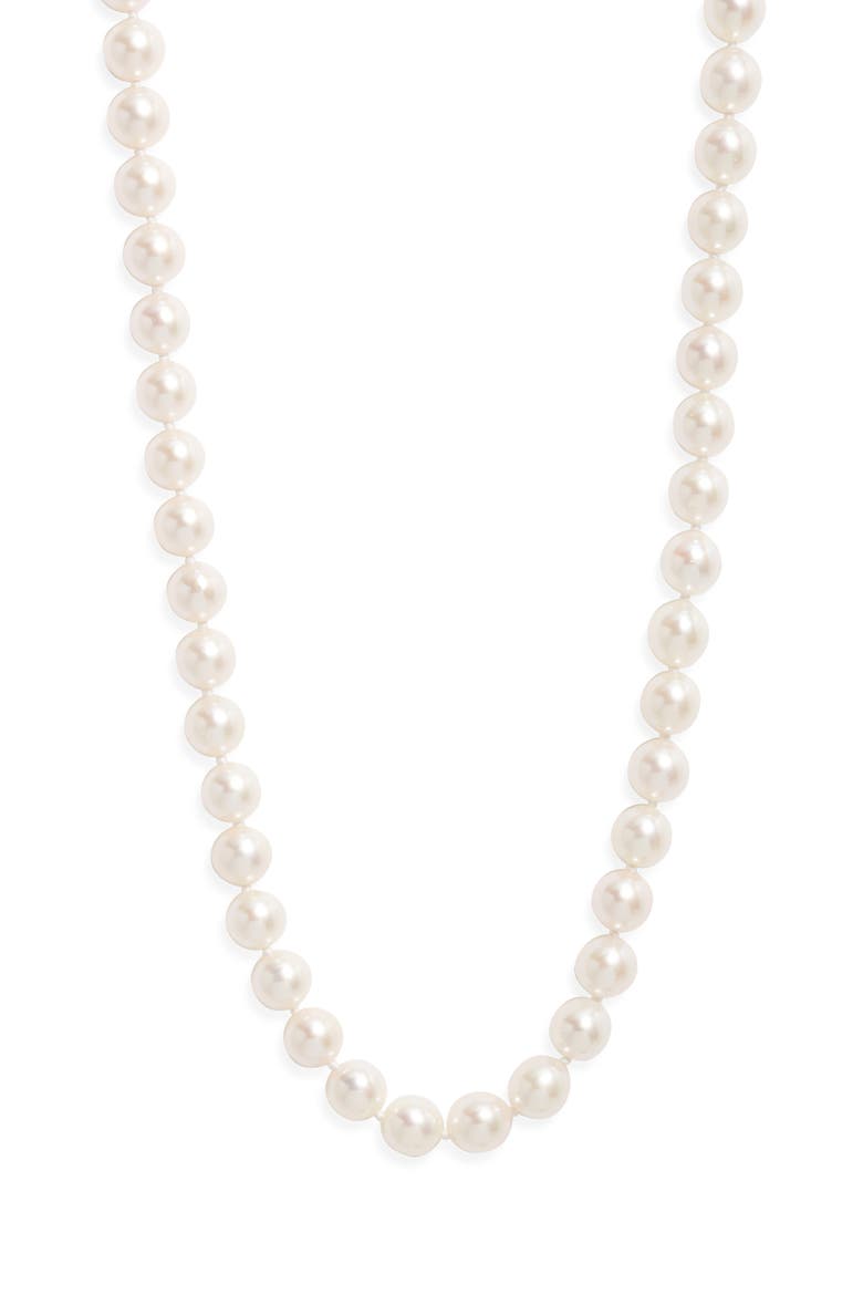 Long Akoya Pearl Necklace, Main, color, WHITE- 14K WHITE GOLD