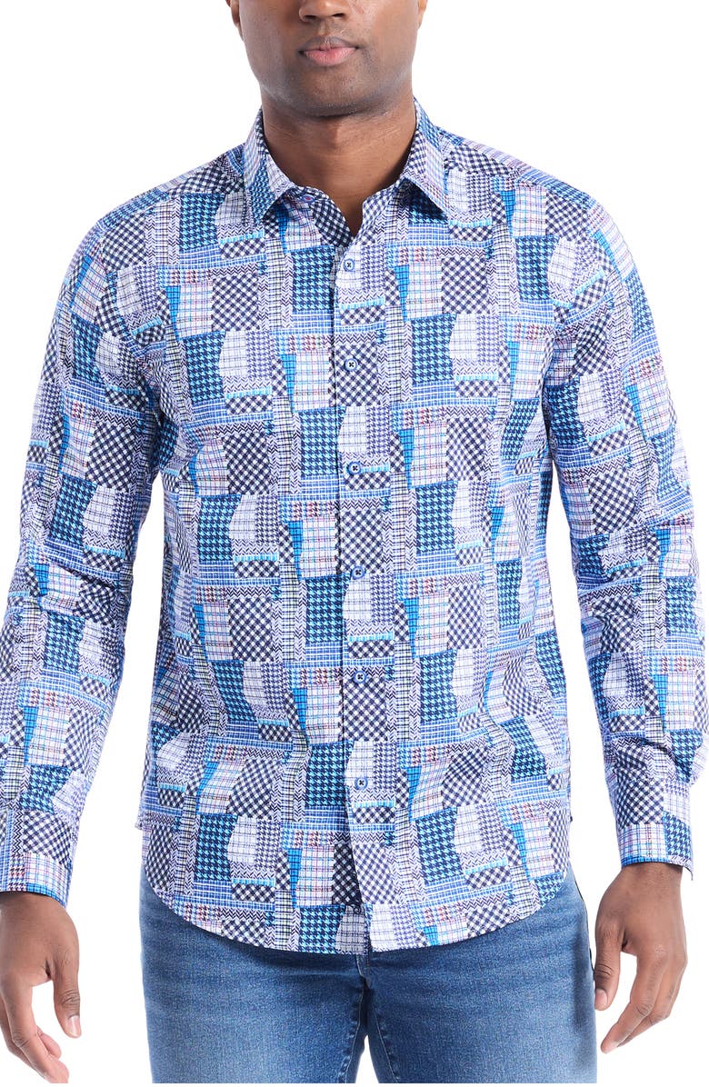 Robert Graham Westgrove Patchwork Print Button-Up Shirt, Main, color, 