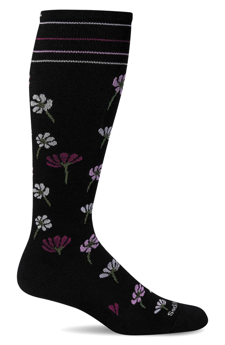 SOCKWELL Field Flower Compression Socks, Main, color, Black