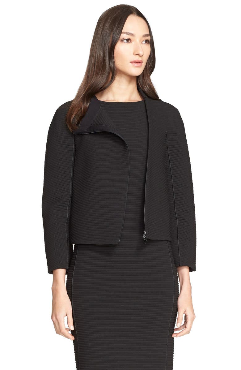 Armani Collezioni Ribbed Jersey Jacket, Main, color, 
