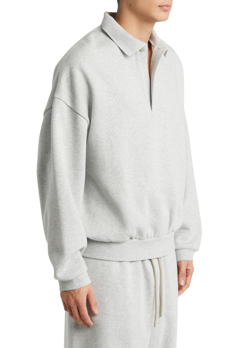Fear of God Essentials Oversize Long Sleeve Fleece Polo Sweatshirt, Alternate, color, 