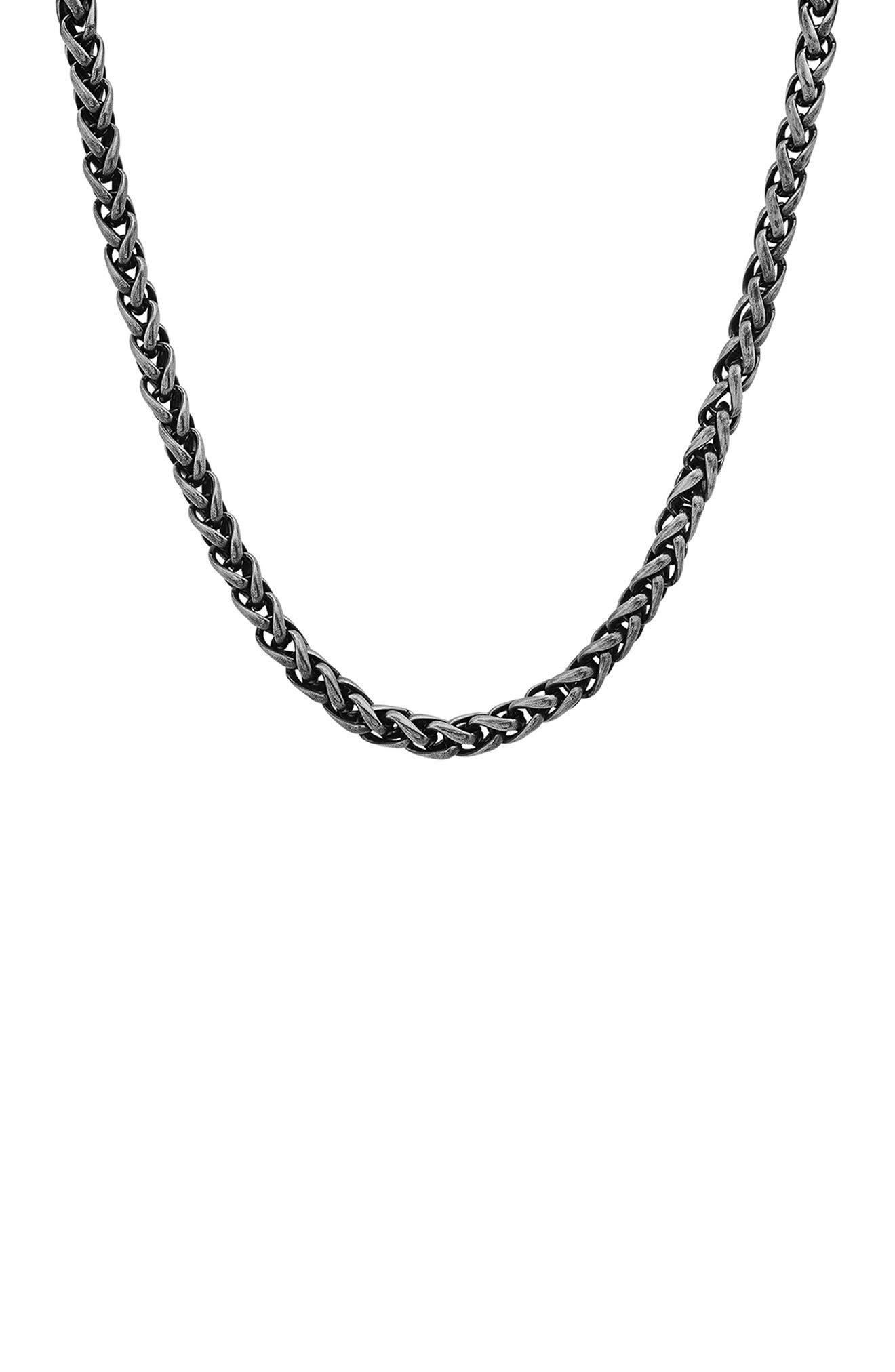Men's Oxidized Stainless Steel Chain Necklace