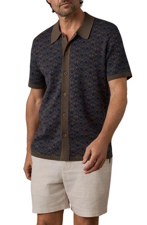 Short Sleeve Linen & Organic Cotton Knit Button-Up Shirt