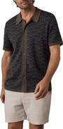 Faherty Short Sleeve Linen & Organic Cotton Knit Button-Up Shirt