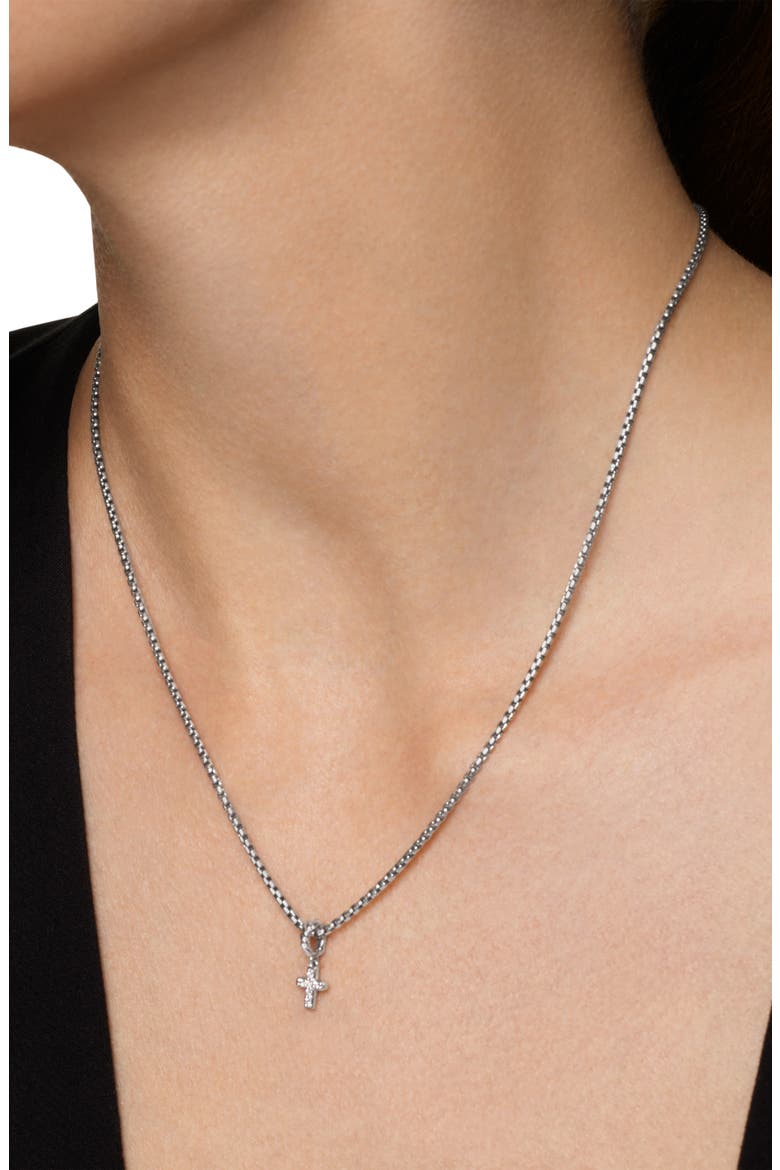 Micro Pavé Cross Enhancer in Sterling Silver with Diamonds, 8mm, Alternate, color, DIAMOND